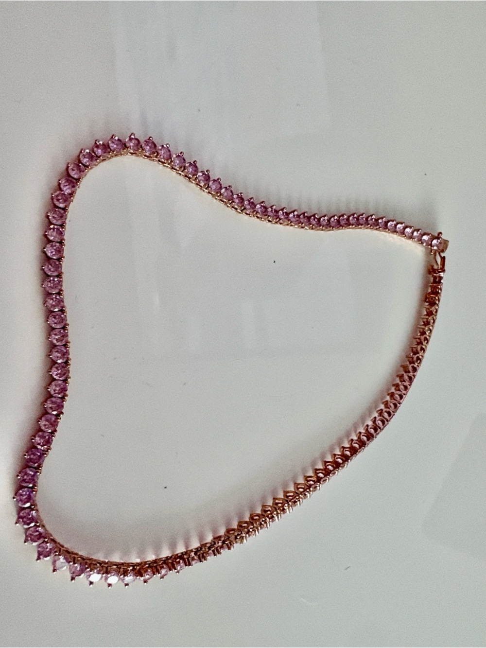 Pink Crystal Tennis Necklace - Elegant Women's Jewelry